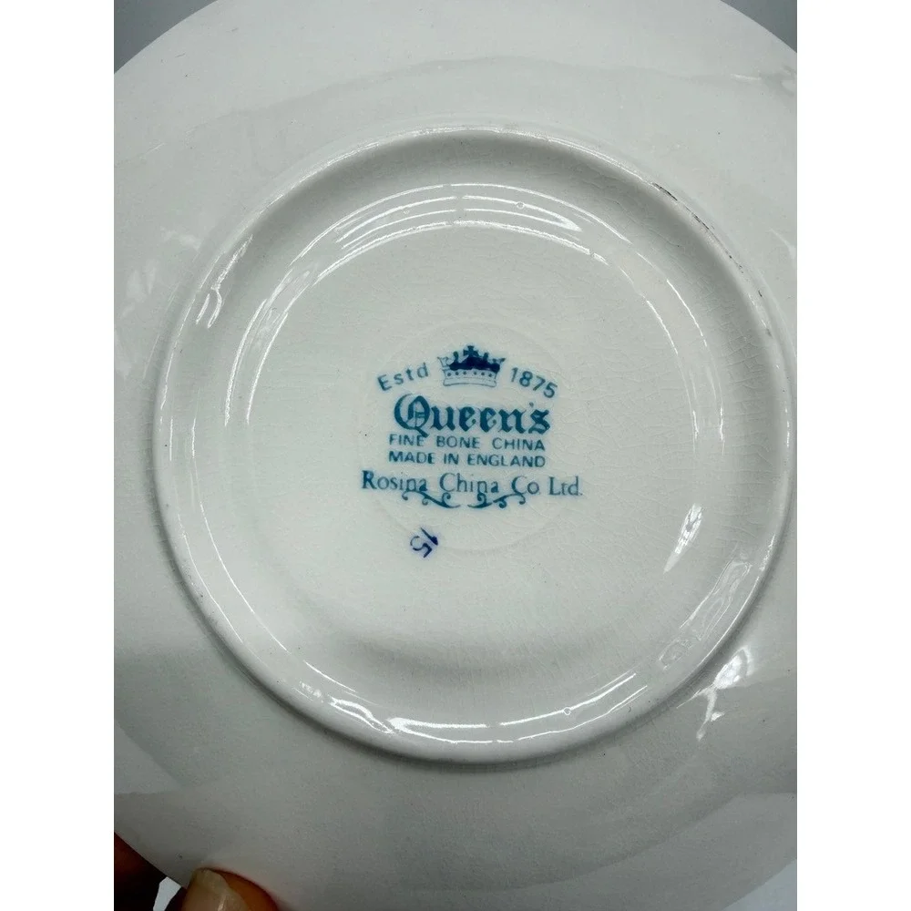 Queens Rosina Fine Bone China Co Ltd Tea Cup and Saucer Set Floral Gold Rim VTG